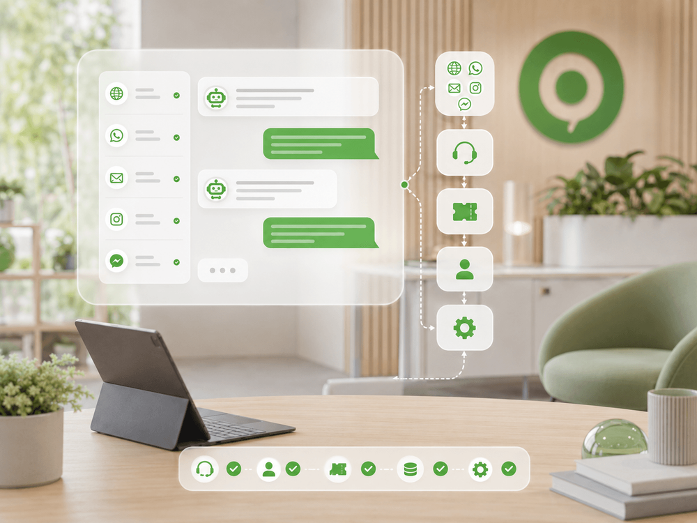 Terhubung dengan Omnichannel Chat, CRM, dan Sistem Internal